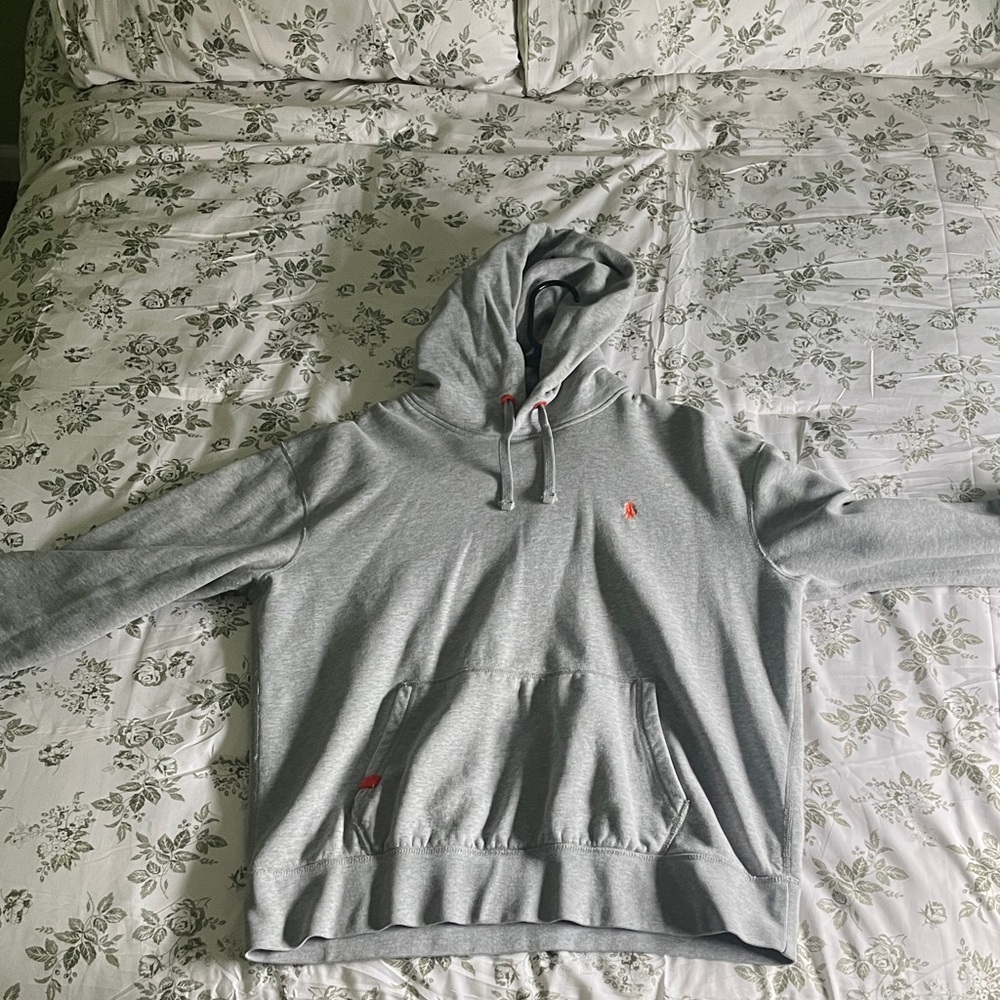 Polo by Ralph Lauren Gray Pullover Hoodie with Red Logo Accents